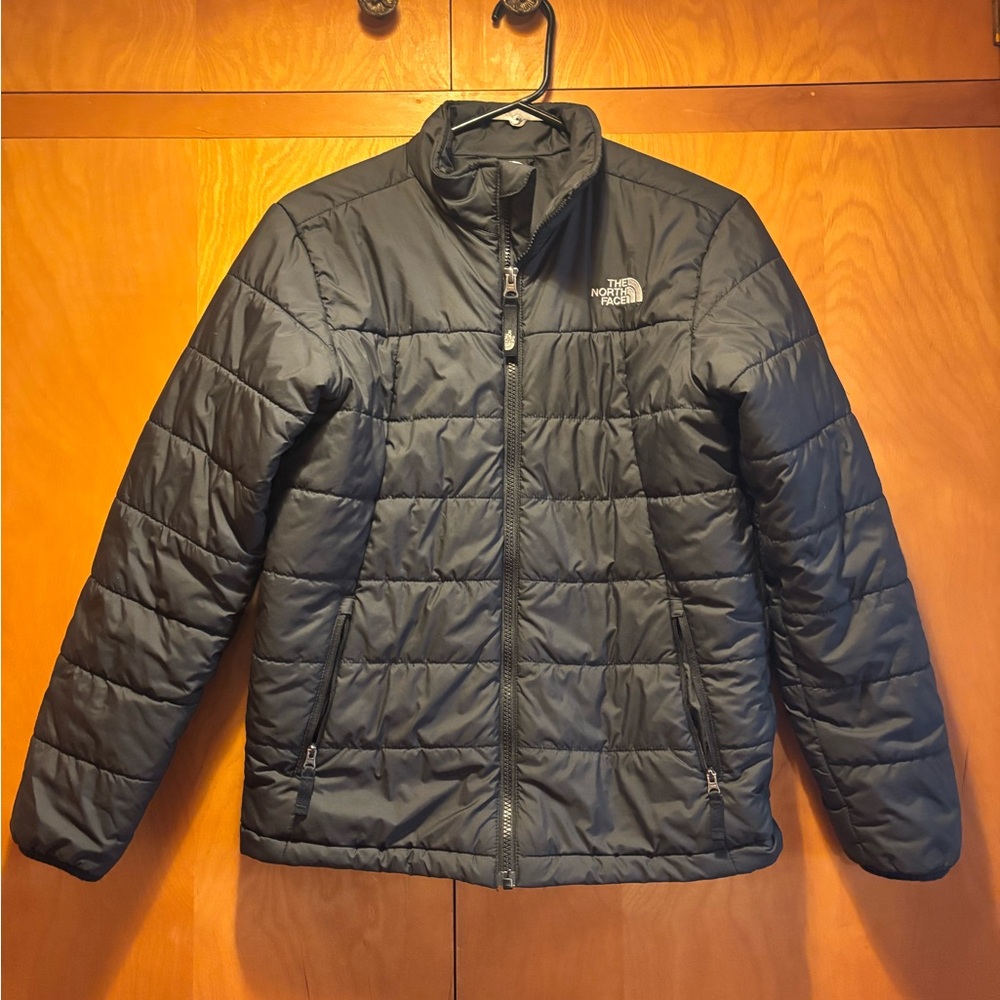 North face puffer jacket, black boys L 14-16